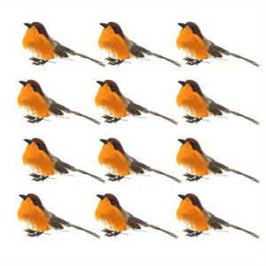 TEMU 12개 인공 로빈 새, 현실적인 깃털이 있는 플라스틱 정원 장식, 집, 파티, 부활절, 크리스마스, 데이, 어머니의 날, 봄 축하 행사에 완벽 - 전기 필요 없음, 화환, 할로윈