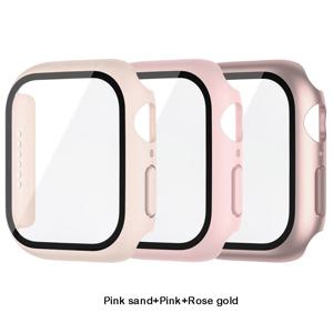 TEMU 애플 호환 강화유리 스크린 보호필름 & 하드 PC 커버 범퍼 3개 세트, iWatch 시리즈 10/9/8/7/6/5/4/SE 호환, 45mm/44mm/41mm/40mm/42mm/46mm 스마트워치용 - 충격방지 케이스