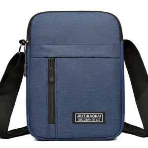 TEMU 남성용 캐주얼 멀티레이어 숄더 비즈니스 크로스바디 백 오ックス포드 천 핸드백 수직 어깨 배낭 [지퍼 방향 랜덤]