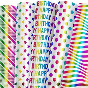 TEMU 파티, 베이비 샤워, 생일, 크리스마스, 발렌타인데이 선물 포장용 5장 팩 & 포장지 - 나비 무늬 페이지, 선물용 종이