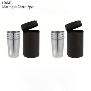 TEMU 8개/2세트 스테인리스 스틸 샷글라스 보관백 포함 30ml/70ml/170ml 미니 와인잔 휴대용 텀블러 바용
