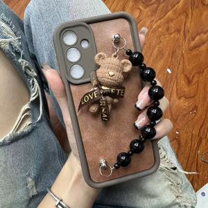 TEMU 폰케이스: 보우 베어 3D 귀여운 빈티지 비즈 랜야드 폰케이스 - 갤럭시 A12/A14/A15/A16/A52/A53/A54/A55/A34/A35/A05S/A23/A24/A25/S20 FE/S21/S22/S23/S24 Ultra/S24 FE/S24 Plus용