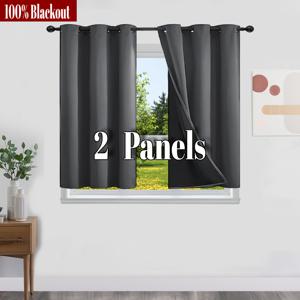 TEMU 거실, 침실, 주방용 코팅된 단열 안감이 있는 2단 커튼 패널, 홈 데코, 룸 장식