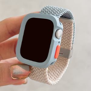 TEMU For Apple Watch용 2개 컬러풀 브레이드 나일론 스트랩 & TPU 케이스 세트 - 조절 가능, 통기성, 낙하 방지 보호, Series 40/41/42/44/45/46/49mm, Ultra/SE/11/10/9/8/7/6/5/4 호환, 스마트워치 액세서리, 스마트워치 액세서리 | 컬러풀 브레이드|스마트워치