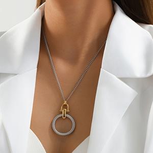 TEMU 패셔너블 중동 휴가 스타일 원형 펜던트 조절 가능한 여성용 목걸이 - 선물 및 일상 착용에 적합