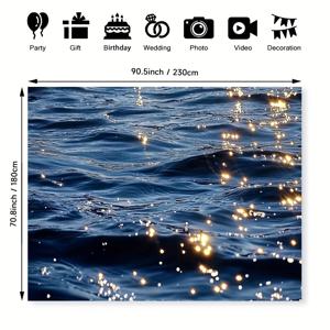 TEMU 1개 파도 바다 프린트 태피스트리 - 세련된 수평 홈 데코 배경, 고요한 파란색 & 황금 디자인 - 청소년 샤워, 사진 촬영 및 사계절 장식에 완벽 - 사진작가 및 이벤트 주최자에게 이상적인 선물, 해변 테마 장식