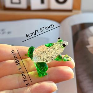 TEMU 1개 수제 유리 미니 개구리 조각상 - 그린 & 블랙 핸드페인팅 스타일 피규어, 귀여운 수집용 데스크탑 장식, 홈, 부활절, 발렌타인데이 선물, 파티 기념품, 선반 장식 (유리 개구리)