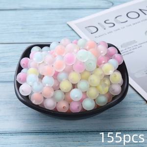 TEMU 155/310PCS, 아크릴 라운드 8mm 무광 비즈, 컬러풀 DIY 비즈, 스타일, 우정 팔찌 만들기에 적합, 주얼리 만들기 키트, 비즈 공급, DIY 주얼리 비즈 만들기 공급, 목걸이 키체인 모바일 체인 만들기, 창의적인 데이 선물