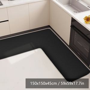 TEMU 대형 단색 두꺼운 L자형 흡수성 오일 & 워터 주방 매트, 미끄럼 방지 부드러운 방지 매트, PVC 뒷면이 있는 650gsm 니트 직물 사각형 러그, 욕실 & 주방용 욕실 매트