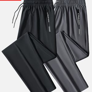TEMU 2팩 여름용 고탄력 조거 팬츠, 아이스 터치 소재 지퍼 포켓, 패션 레그 통기성 가벼운 남성 스웨트팬츠, 여름 스포츠, 아웃도어 및 데일리웨어에 이상적, 선물로도 완벽|여름바지