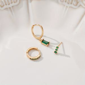 TEMU 3개 우아한 그린 합성 지르코니아 귀걸이 세트 | 구리 귀바늘, 파티 및 데일리 착용에 적합