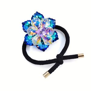 TEMU 1개의 우아한 라인스톤 꽃 머리 끈, 여성을 위한 반짝이는 탄성 포니테일 홀더, 데이, 설날, 파티 모임에 적합합니다.