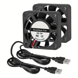TEMU 2개 AOKIN 40mm x 10mm DC 5V USB 브러시리스 냉각 팬 - 소형 가전 제품용 컴팩트 교체, 검정색에 빨간색 & 흰색 와이어, 효율적인 공기 흐름 디자인, 휴대용 냉각 팬, AOKIN