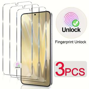 TEMU 삼성 갤럭시 S25 울트라 S24 S23 S22 S21 울트라 플러스용 강화유리 보호필름 3pcs, 광택 마감 지문 인식 호환, 스크래치 방지, 기포 없는 설치 S25 S24 울트라 S23 S20 S21 FE