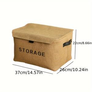 TEMU 뚜껑이 있는 3구획 패브릭 수납 바구니 - 옷, 이불, 린넨을 위한 내구성 있는 폴리에스터 정리함 - 공간 절약형 옷장 및 데스크탑 수납 상자