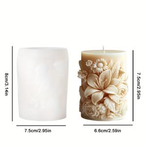 TEMU 블러밍 플라워 필러 캔들 실리콘 모드 - 직사각형 모양, 고온 내성, 쉽게 제거, DIY 수제, 향수 캔들