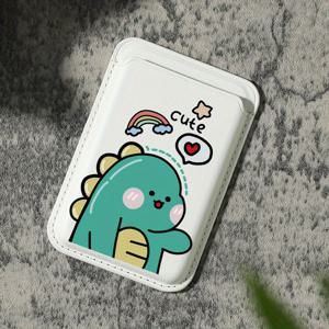 TEMU 럭셔리 패셔너블 그린 마카롱 패턴 인조 PU 가죽 자석 카드 홀더 아이폰 16 15 14 프로 맥스용 PU 가죽 지갑 부착물, 1-2장의 카드 보관, 내장 보안 포켓 장착