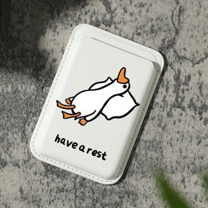 TEMU 2025년 신형 고급 패션 아름다운 만화 오리 패턴 자석 카드 홀더 아이폰 16 15 14 프로 맥스 지갑 액세서리, 1-2개의 카드를 보관, 내장 보안 포켓 KA1 장착