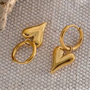 TEMU AIVEO 여성용 18K 골드 도금 스테인리스 스틸 귀걸이 - 알러지 방지 코리안 스타일 드롭 귀걸이, 변색 방지 저자극 주얼리, 연한 베이지, 우아한 데일리 웨어, 파티 & 마르디 그라 선물, 편안한 드레이프 귀걸이