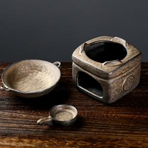 TEMU 뚜껑과 그릇이 있는 우아한 세라믹 향꽂이, 향초 왁스 연소용 방화 디퓨저, 홈 데코에 적합, 실내 사용에 이상적, 홈 프래그런스 | 어스 톤 데코 | 전통 장인 정신, 향꽂이