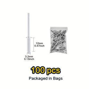 TEMU 80/100/160/385개 팝 리벳 모음 키트, 알루미늄 리벳 세트 (8가지 사이즈: 1/8*1/4