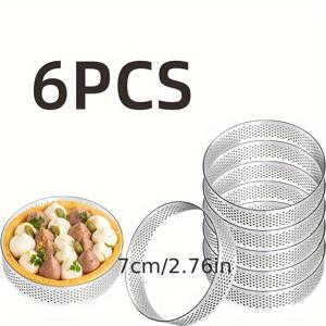 TEMU 스테인리스 스틸 비스턴 코팅 6개 라운드 케이크 링, 7-9cm 무스 링, 타르, 크림 케이크, 쿠키, 초콜릿, 치즈 케이크 및 기타 디저트에 적합합니다.