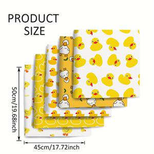 TEMU 노란 오리 테마 패브릭 번들 5개 세트 - 미리 자른 노란 오리 프린트 퀼팅 스퀘어, 귀여운 고무 오리 패턴의 100% 폴리에스터 공예용 원단, DIY 퀼팅, 재봉, 선물 포장 및 수공예용 (퀼터와 손공예에 이상적)