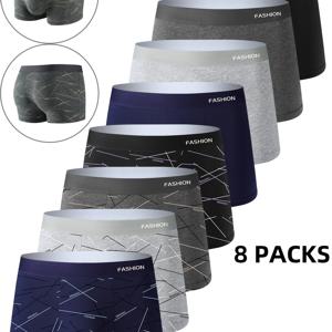 TEMU 8pcs 남성용 박서 브리프 - 통기성이 좋은 폴리에스터, 신축성이 뛰어난 웨이스트밴드, 편안한 핏, 다양한 색상 (검정색, 흰색, 파란색, 회색, 회색, 회색, 회색) (다크 그린, 라이트 블루, 그레이), 편안한 속옷 | 스타일리시한 박서 반바지 | 통기성이 좋은 소재