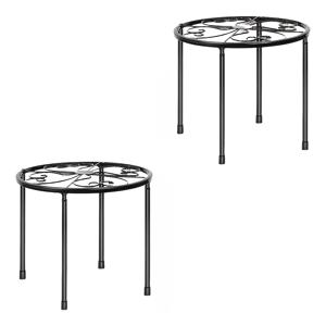 TEMU 1/2개 메탈 식물 스탠드, 발코니용 독립형 원형 꽃꽂이 디자인, 포토스 식물 홀더, 블랙 미니 수납 선반 포함, 실내외 사용 모두 적합, 녹 방지 코팅 처리.