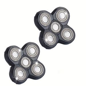 TEMU 면도기용 교체 헤드 2개 세트, 5D 블레이드 면도기, 남성용 전동 면도기 교체 헤드