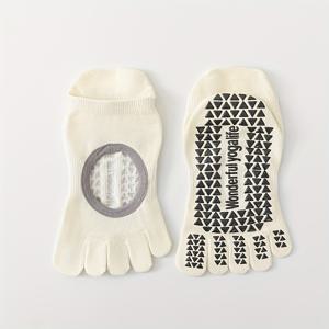 TEMU 여성용 프로페셔널 다섯 손가락 요가 양말 - 미끄럼 방지 뒤꿈치 없는 양말, , 헬스, 줄넘기 및 피트니스에 적합 - 플랭크, 딥스, 요가 자세용 다섯 손가락 운동 양말