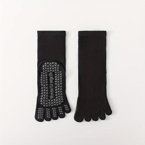 TEMU 여성용 파이프 핑거 요가 양말 - , 피트니스 & 댄스를 위한 미끄럼 방지 전문 등급, 통기성이 좋은 중간 종아리 분할 발가락 디자인과 균형 및 안정성을 위한 강화된 그립, 단색, 안전한 착용감의 발 신발