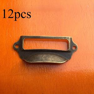 TEMU 빈티지 철제 라벨 프레임 서랍 손잡이 12개 세트, 서랍, 캐비닛, 약국 가구용, 빈티지 브론즈 철제 카드 홀더 서랍 손잡이, 귀 디자인