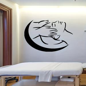 TEMU 1pc 현대 비닐 벽 스티커 - 휴식용 두피 마사지 실루엣, 스파 및 살롱 장식에 이상적, 쉽게 적용, 미리 붙여진, 매트 핏, 단일 사용, 살롱 벽 미술 | 휴식 디자인 | 쉽게 설치할 수 있는 스티커, 스파 장식