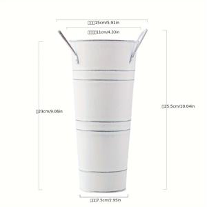 TEMU 1개 9인치 갈바나이즈드 메탈 빈티지 러스틱 화병 - 화이트 에이지드 핑크 기하학 패턴 원통형 장식용 화병, 팜하우스 테이블 데코, 웨딩 센터피스 & 실내/야외 식물용, 스타일, 디스트레스드 마감