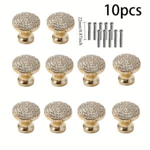 TEMU 10개 우아한 금색 컵 모양 손잡이 (나사 포함) - 광택 서랍 손잡이 (옷장 문, 신발장 & 와인 보관용), 클래식 디자인 단일 홀 캐비닛 손잡이, 가구 액세서리, 신발장 손잡이, 세련된 메탈릭 마감