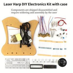 TEMU 51 마이크로컨트롤러 레이저 전자 피아노 DIY 키트 전자 조립 및 솔더링 훈련 세트 HU-013