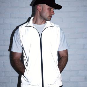 TEMU 남성용 사계절 민소매 재킷 | 캐주얼 스탠드 칼라, 신축성 없는 원단, 지퍼 디테일, 야외 야간 러닝 및 사이클링용 플레어 밑단