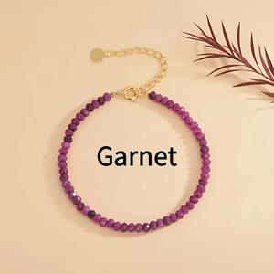 TEMU 여성을 위한 레트로 garnet 브래지릿 1개 - 금색 메탈 액센트가 있는 자연석 비즈 조각품, 일상적인 착용 및 선물로 다용도로 사용할 수 있는 우아한 스타일, 조각품, 선물 아이템, 조각품, 폴리시드 핏