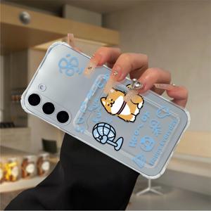 TEMU 갤럭시 S20 FE, S21 플러스, S22 프로, S23 울트라, S24, 4G, 5G, A12, A13, A14, A22, A23, A32, A41, A51, A52, A53, A71, A72, A73 호환 캐릭터 귀여운 컬러 투명 휴대폰 케이스 - 고급 공예, 방수 기능, 사진 홀더, 카드 슬롯, 명절 선물용