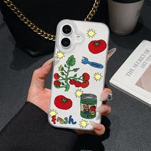 TEMU 추상 토마토 패턴이 있는 부드러운 TPU 매트 뒷면 커버, Iphone 모델 16, 15, 14, 13, 12, 11 Pro Max, Mini, XR, XS, X, 7, 및 40 Plus와 호환됩니다.