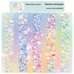 TEMU 3미 드리미 버블 와시 테이프 - 반짝이는 파스텔 원형 거품의 한국식 K-스타일 아크릴 코팅 종이 롤, 재사용 가능한 자체 접착제 저널, 휴대폰 케이스, DIY 스크랩북 장식용 | 판타지 테마 | 내구성 있는 아크릴