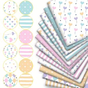 TEMU 12개 여름 달콤한 핑크 하트 디자인 8분의 1 직물 팩, 폴리에스터 패치워크, DIY 공예, 지갑 만들기, 선물 주기, DIY 인형 옷, 가방 만들기, 베개 쿠션, 120g/m², 9.45*20인치, DIY 지갑 만들기