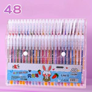 TEMU 48/36/24/18/12 글리터 젤 펜 세트, 1.0mm 중간 포인트 볼펜, 화가, 색칠, 예술 용품, 공예 일기, 일일 사무실 쓰기 용으로 잉크 색상