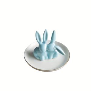TEMU 현대적인 세라믹 토끼 목걸이 트레이 - 반짝이는 추상 디자인으로 반지, 목걸이, 귀걸이 - 장식적인 침실 및 욕실 정리함, 배터리 필요 없음, 목걸이 트레이