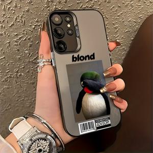 TEMU 귀여운 만화 펭귄 블론드 폰 케이스 삼성 갤럭시 S25 S24 S23 S22 S21 S20 FE 울트라 플러스 4G 5G와 호환되는 충격 방지 매트 백 커버.