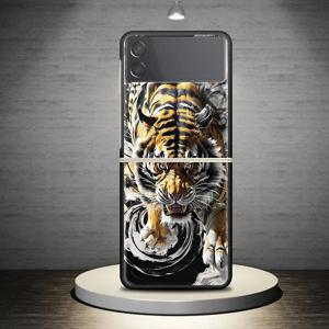 TEMU 강력한 폰 케이스, 타이거 아트워크가 특징이며, Samsung Galaxy Z Flip 시리즈와 호환됩니다. Z Flip6, Z Flip3, Z Flip5, Z Flip 5G, 및 Z Flip4 포함.
