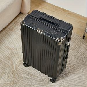 TEMU 24인치 블랙 하드쉘 스피너 여행 가방, 조합 잠금, 텔레스코픽 핸들, 360도 회전하는 바퀴 - 내구성 있는 ABS+PC, 패션 여행 가방 20인치 캐리온, 캐빈 사이즈, 또는 비즈니스 여행용, 여행용 가방