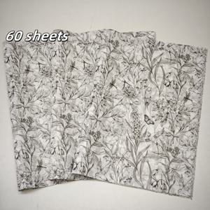 TEMU 20/60장 흑백 제비꽃 & 나비 무늬 티슈 페이퍼 - 선물 포장용 얇은 고품질 종이, 방습 의류 및 와인 포장, 깨지기 쉬운 물품 보호 - 장식적인 생일, 발렌타인데이, 크리스마스 선물용 꽃 포장지