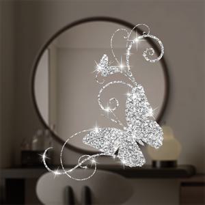 TEMU 창의적인 나비 거울 데칼 - 방수, 간편한 부착, 탈착 가능, 모던 홈 데코에 완벽, 욕실 거울, 메이크업 거울, 풀 길이 거울 스티커에 특히 적합. 반짝이는 거울 데칼.|전신거울